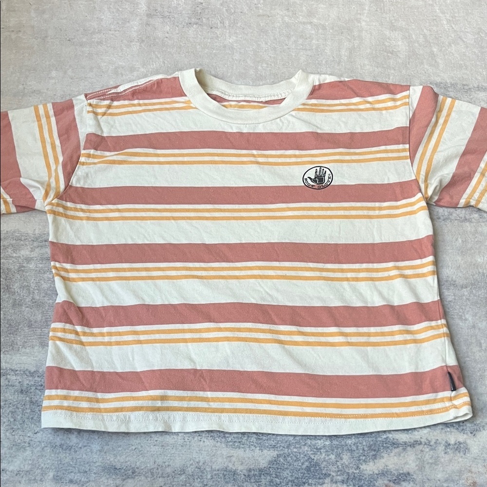 (024)Body Glove Striped Tee In Pink And Yellow